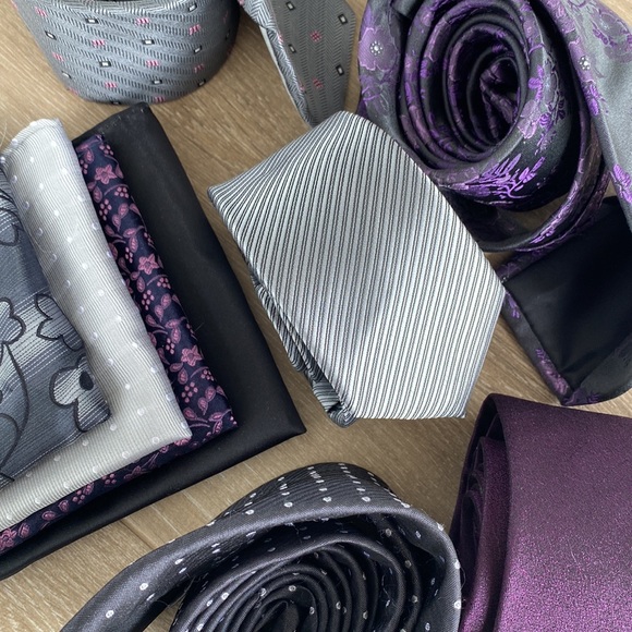 Grey and purple assorted ties and pocket squares - Picture 3 of 17